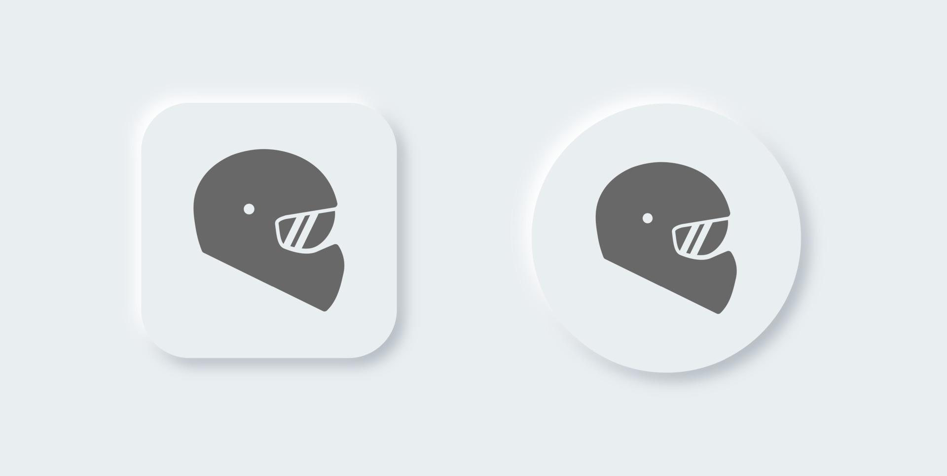 Helmet solid icon in neomorphic design style. Automotive signs vector illustration.
