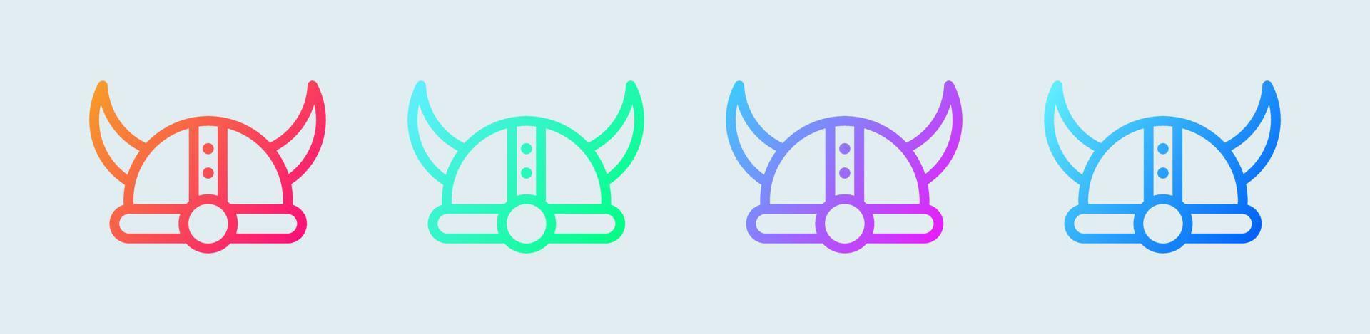 Viking helmet line icon in gradient colors. Helmet with horns signs vector illustration.