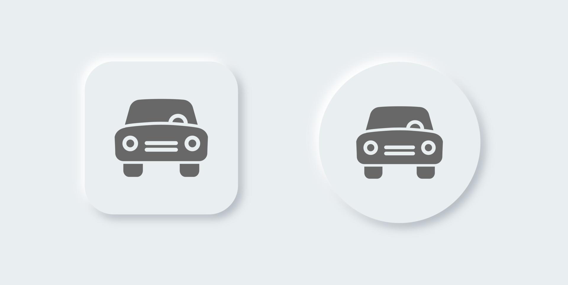 Car solid icon in neomorphic design style. Transportation signs vector illustration.