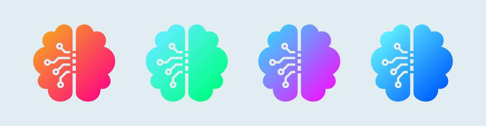 icono sólido del cerebro en colores degradados. la mente humana firma la ilustración vectorial. vector