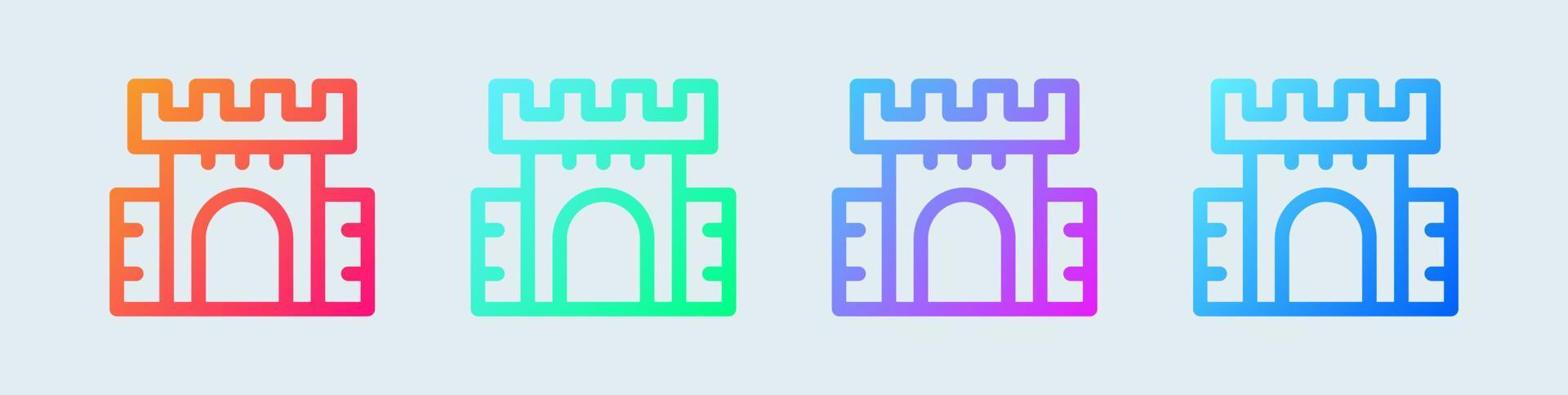 Castle line icon in gradient colors. Citadel signs vector illustration.