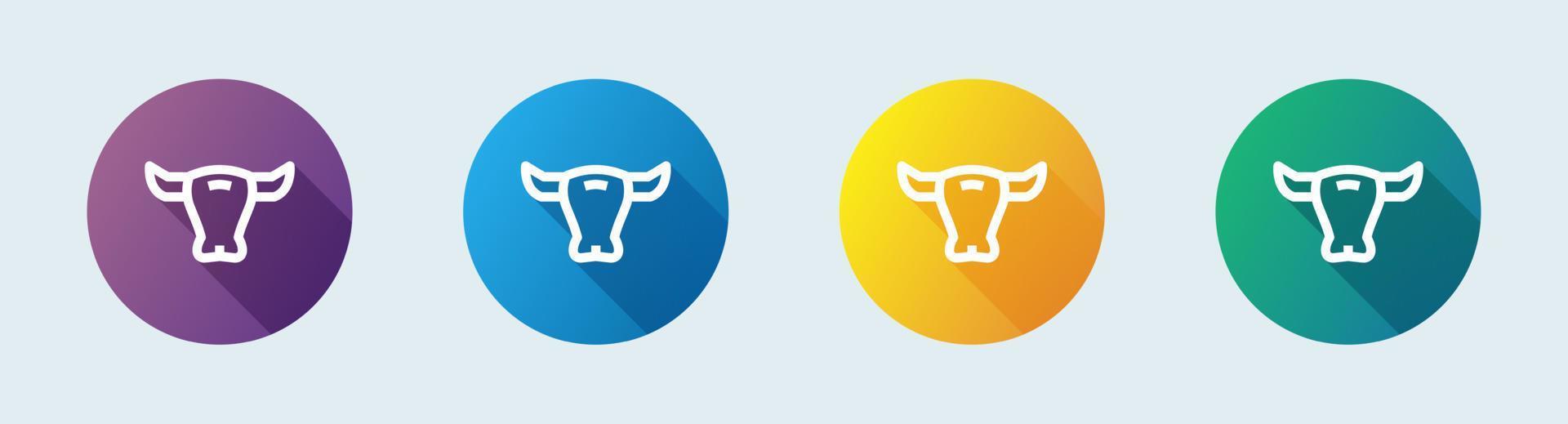 Bull line icon in flat deisgn style. Strength and perseverance signs vector illustration.