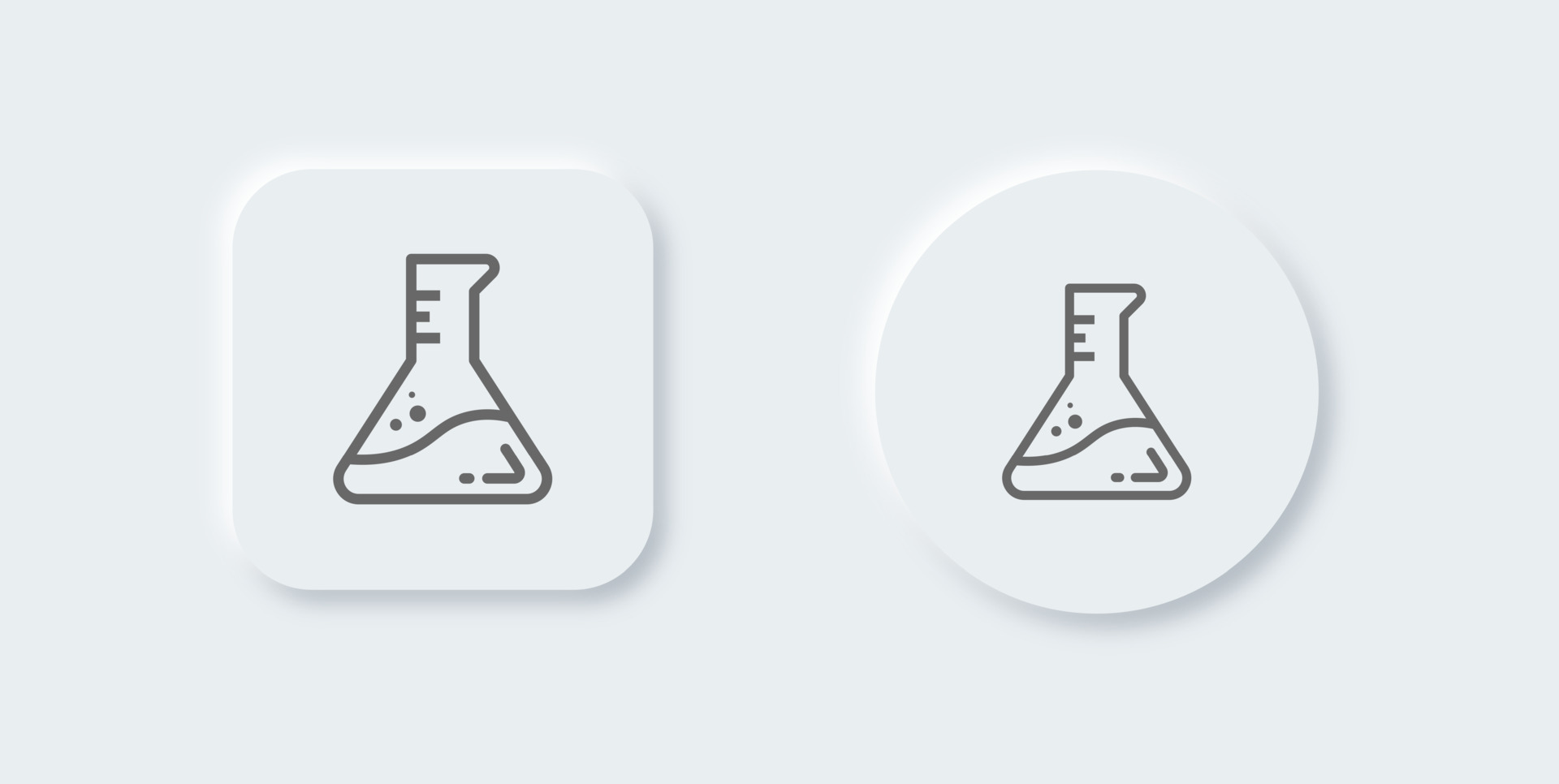 Lab line icon in neomorphic design style. Chemistry beakers signs