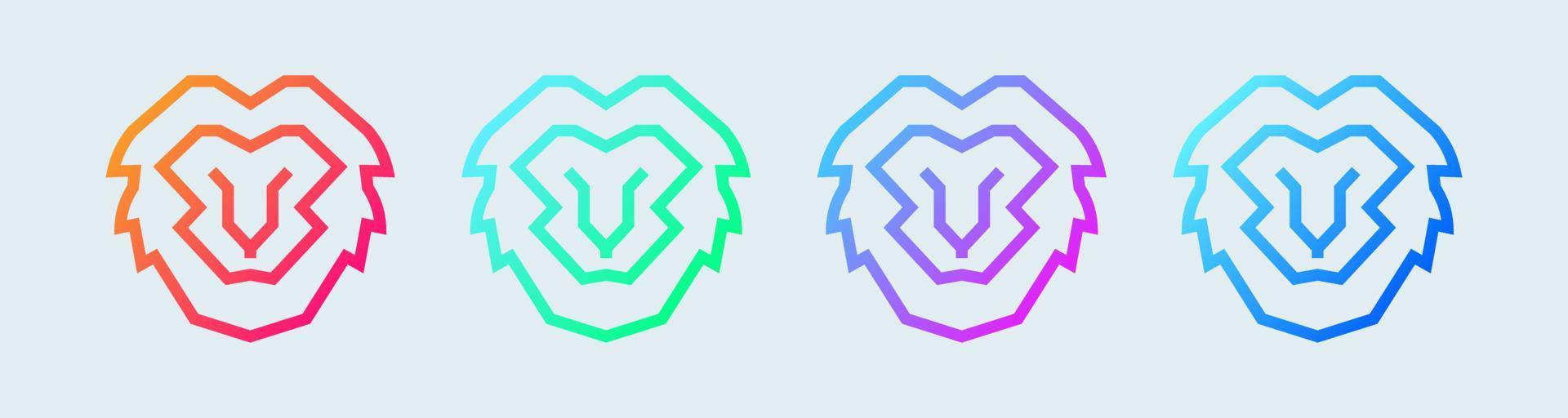 Lion line icon in gradient colors. Animals signs vector illustration.