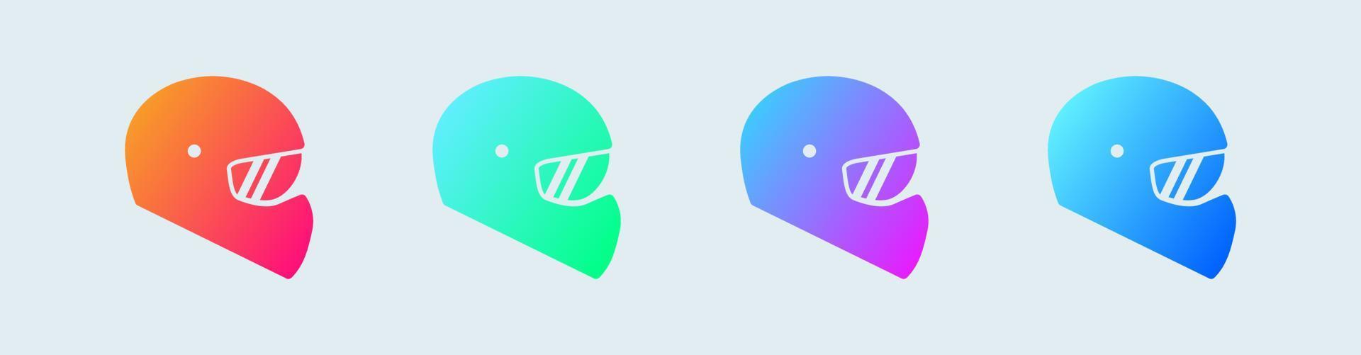 Helmet solid icon in gradient colors. Automotive signs vector illustration.