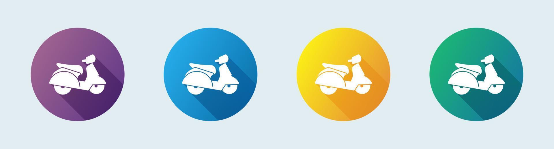 icono sólido de scooter en estilo de diseño plano. Ilustración de vector de signos de motocicleta.