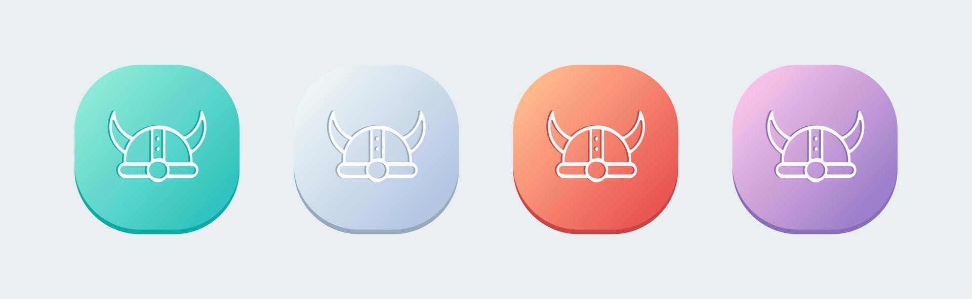 Viking helmet line icon in flat design style. Helmet with horns signs vector illustration.