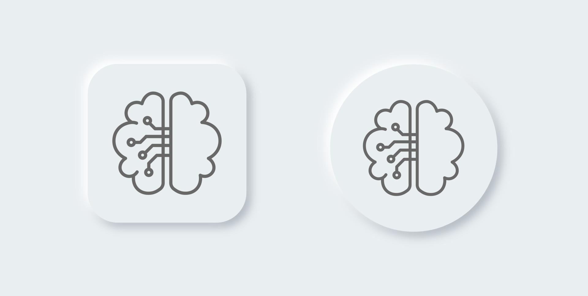 Brain line icon in neomorphic design style. Human mind signs vector illustration.