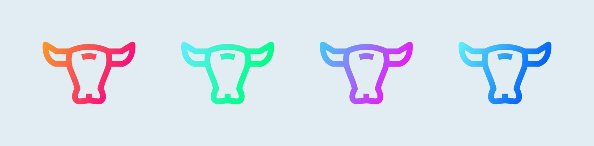 Bull line icon in gradient colors. Strength and perseverance signs vector illustration.