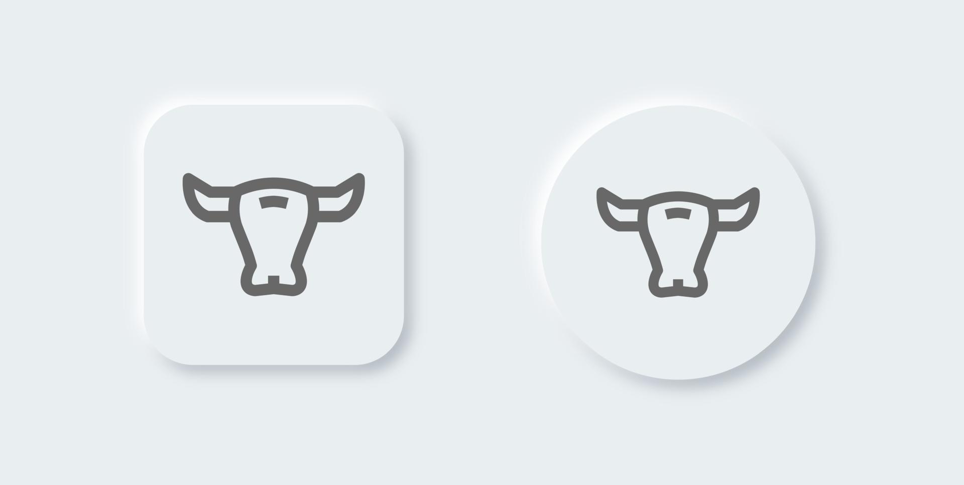 Bull line icon in neomorphic design style. Strength and perseverance signs vector illustration.