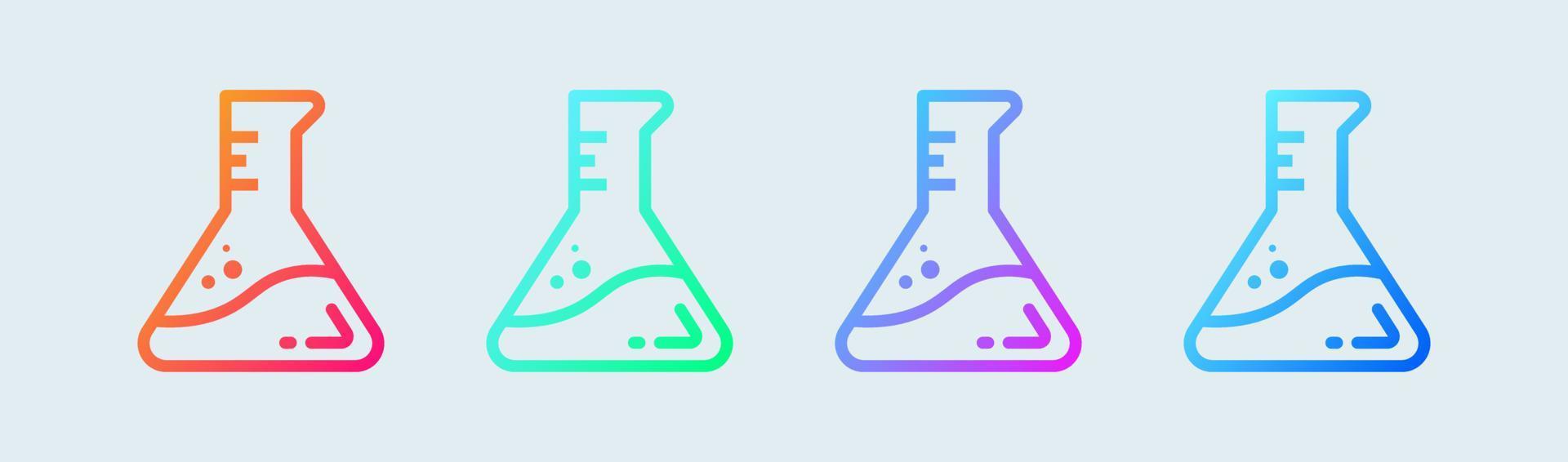 icono de línea de laboratorio en colores degradados. Ilustración de vector de signos de vasos de precipitados de química.