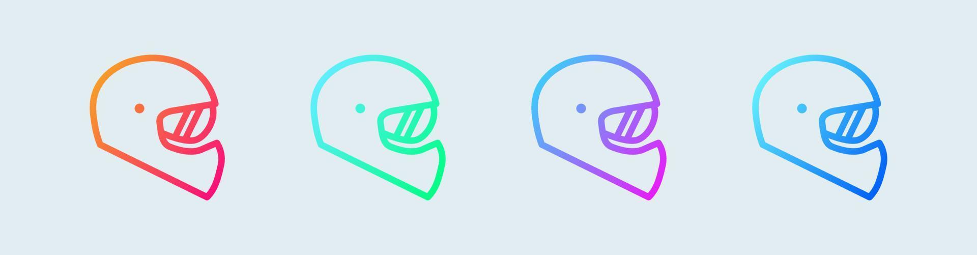 Helmet line icon in gradient colors. Automotive signs vector illustration.