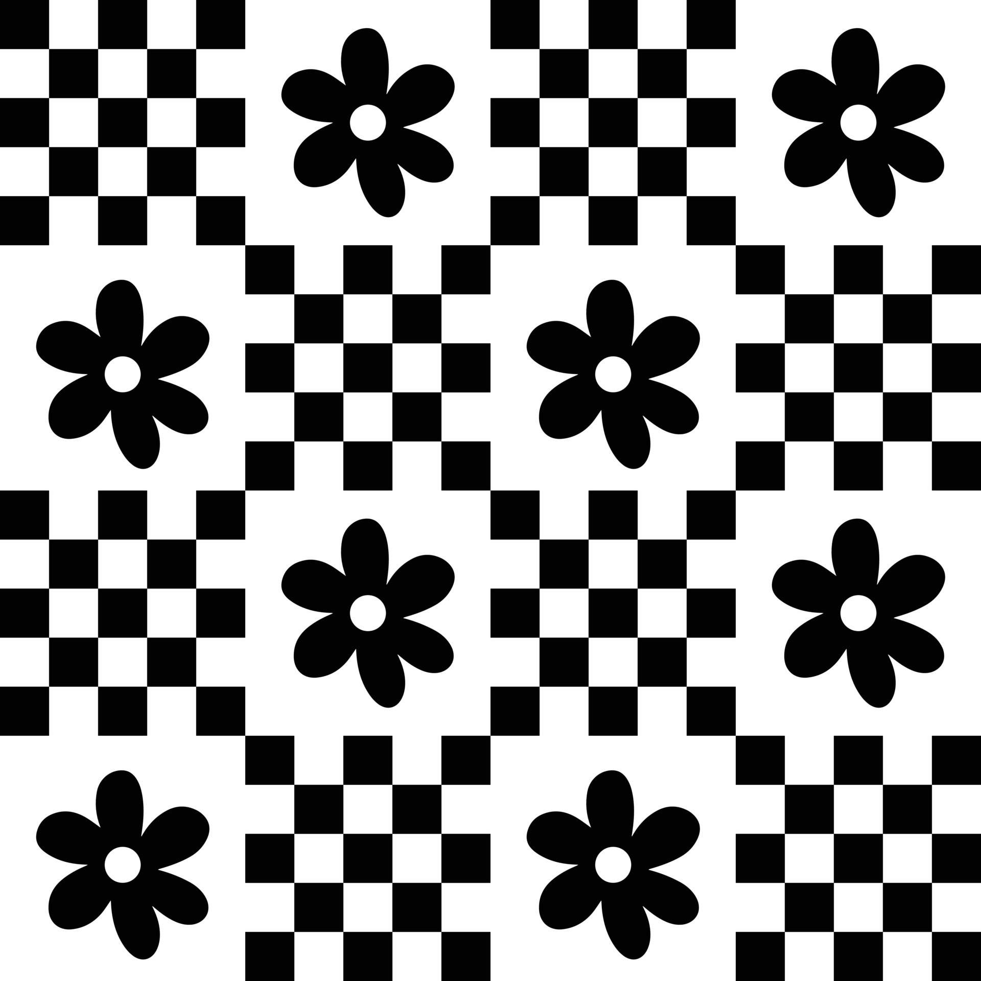 Cute patchwork floral seamless pattern background, black and white  monochrome checkerboard and daisy backdrop. Modern, trendy vector design,  aesthetic print for textile, wallpaper 9731485 Vector Art at Vecteezy