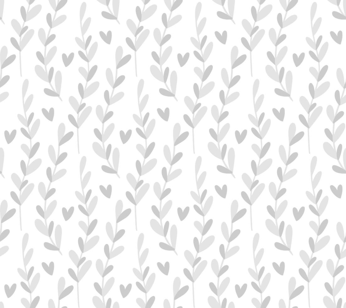 Seamless pattern background with abstract hand drawn plant branch silhouette. Cute minimalist winter cool color neutral floral backdrop vector