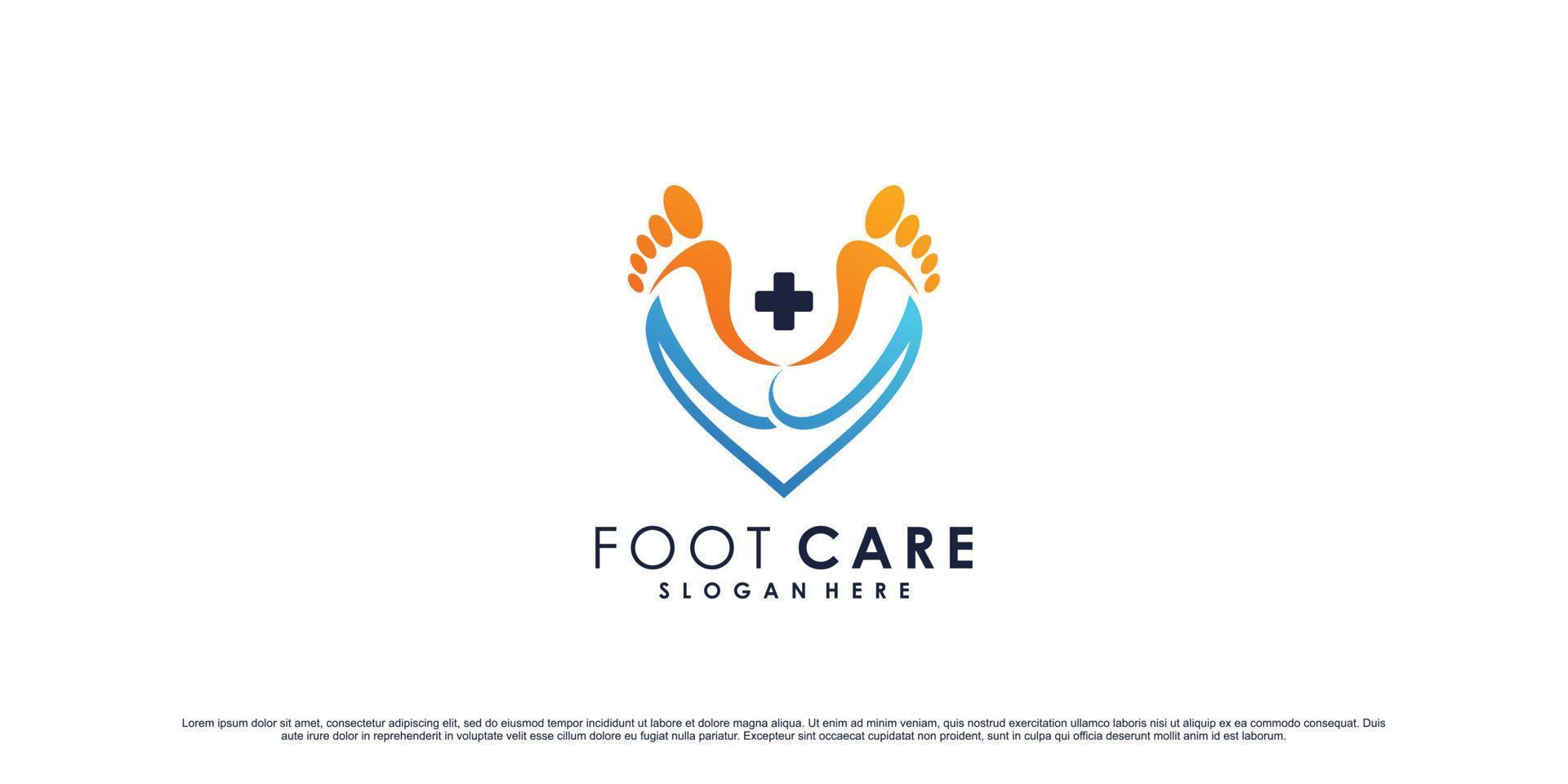 Foot care logo design template with creative element concept Premium Vector