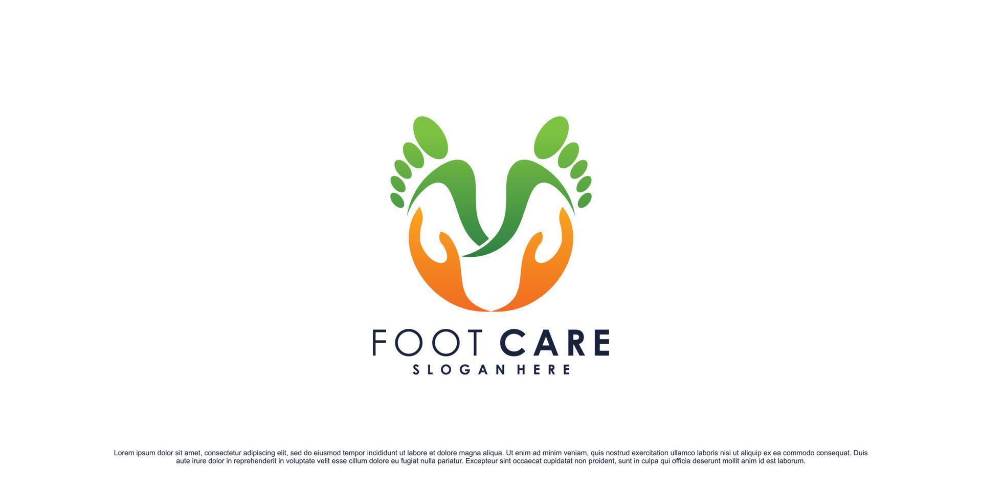 Foot care logo design template with creative element concept Premium Vector