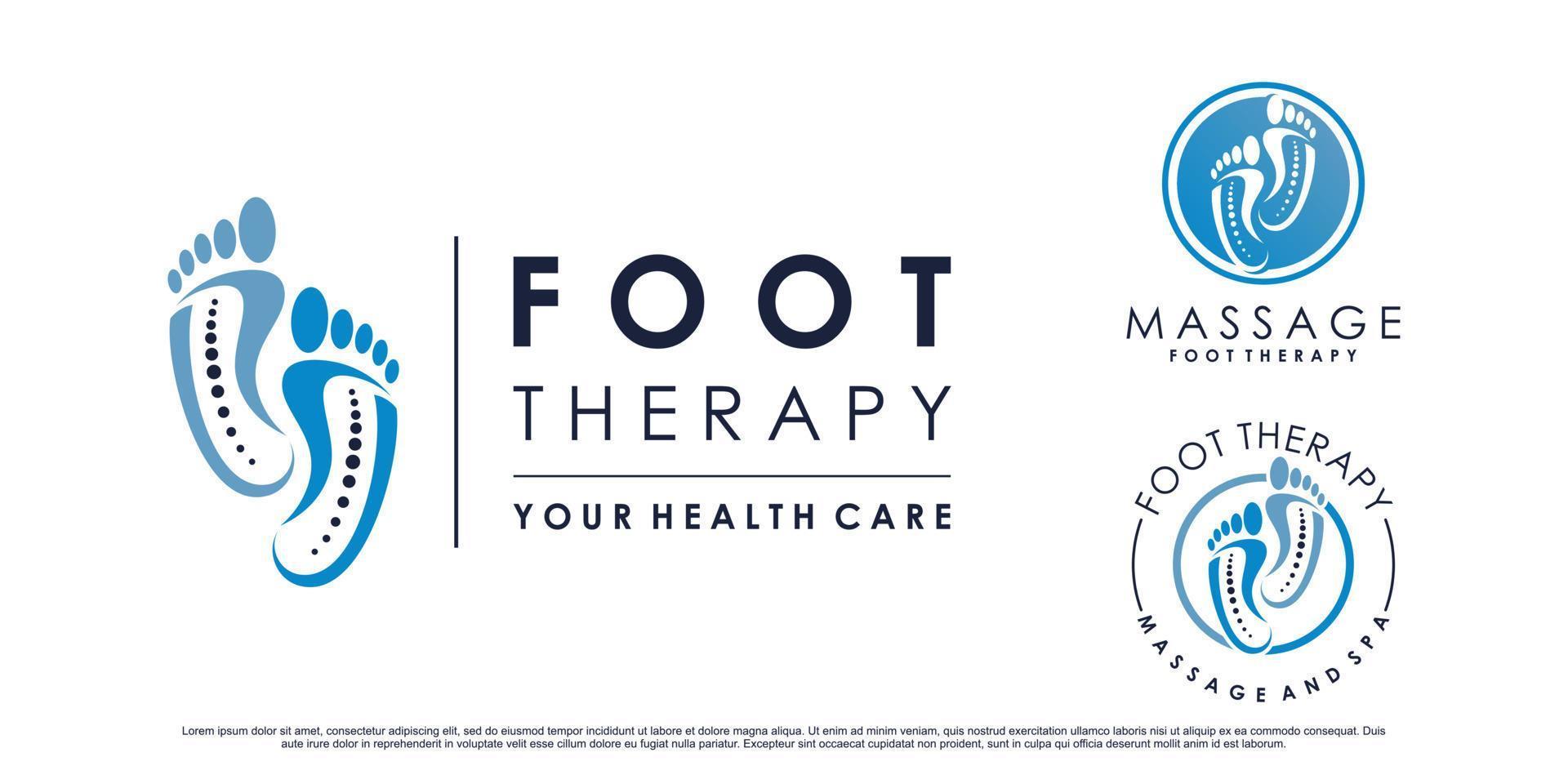 Set collection of foot therapy massage logo design with creative element Premium Vector