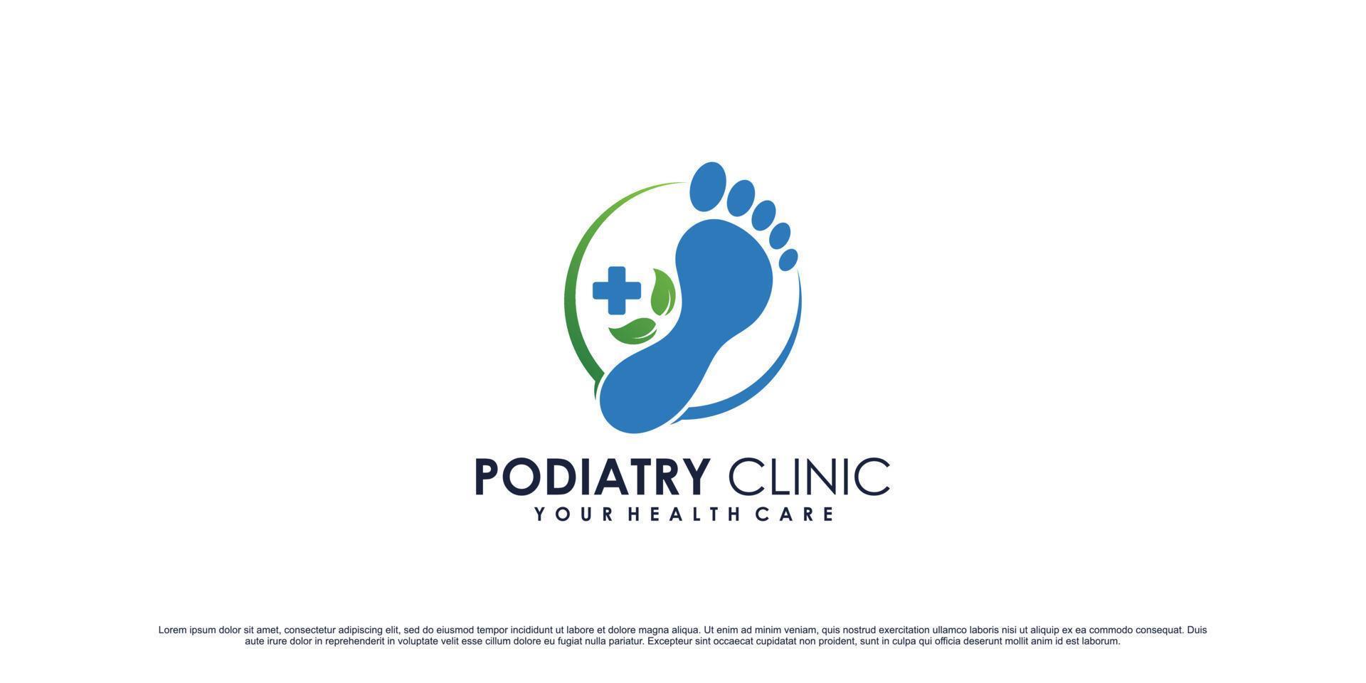 Podiatry clinic logo design for feet massage and spa with creative element Premium Vector