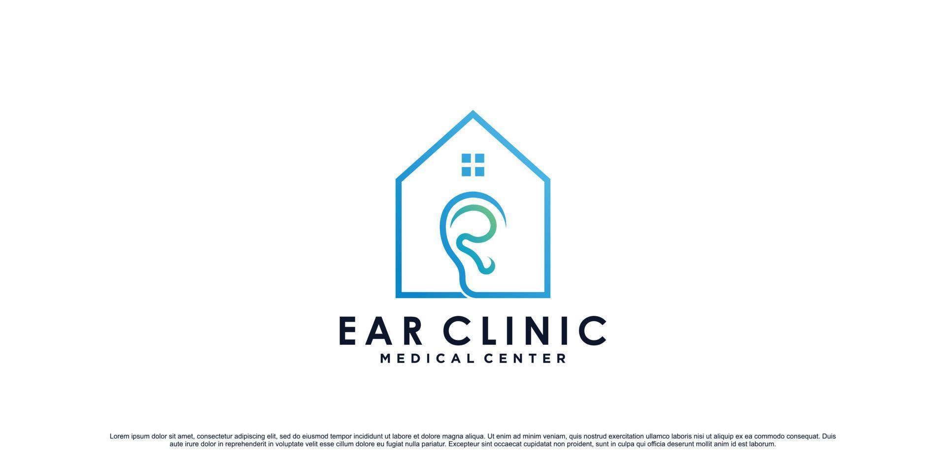 Ear logo design for medical clinic with home concept Premium Vector