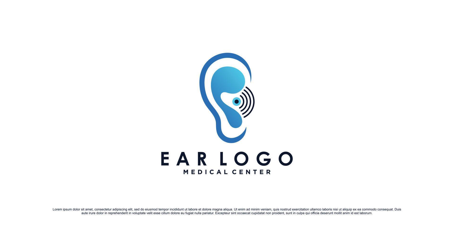 Ear care logo design template with creative element Premium Vector