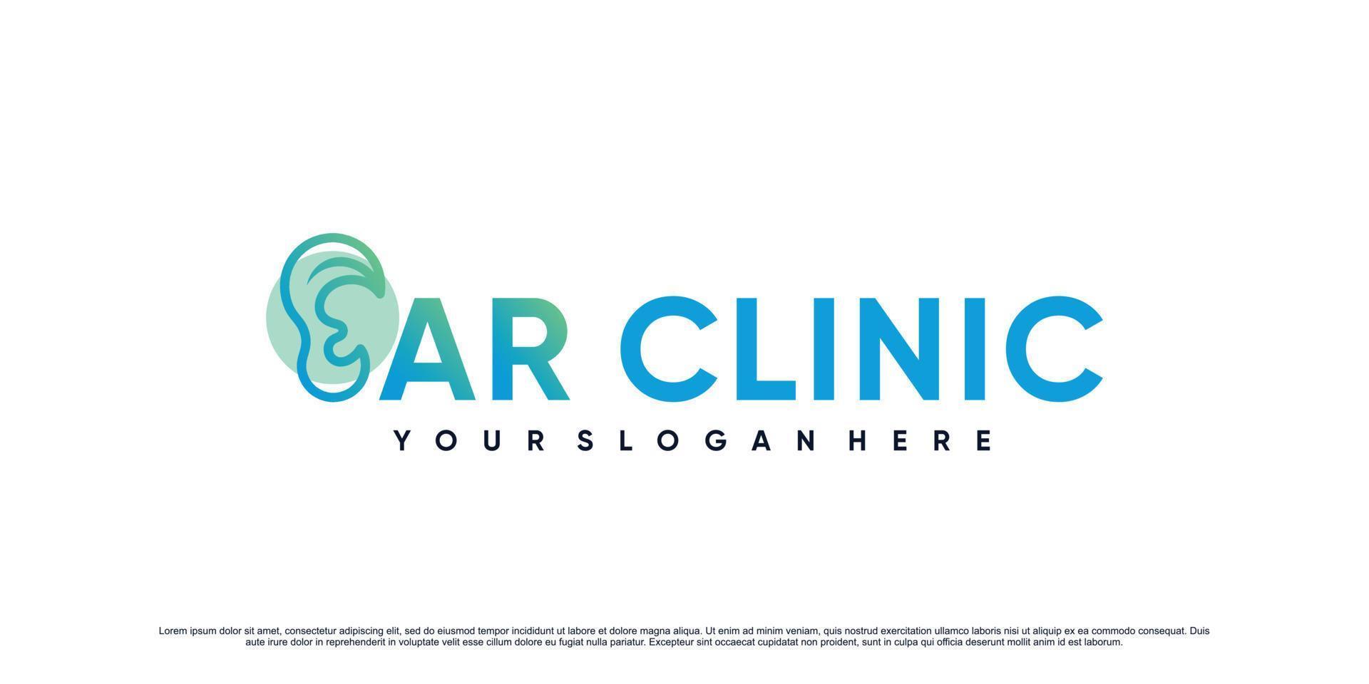 diseño de logotipo de oreja para clínica médica con vector premium de concepto creativo