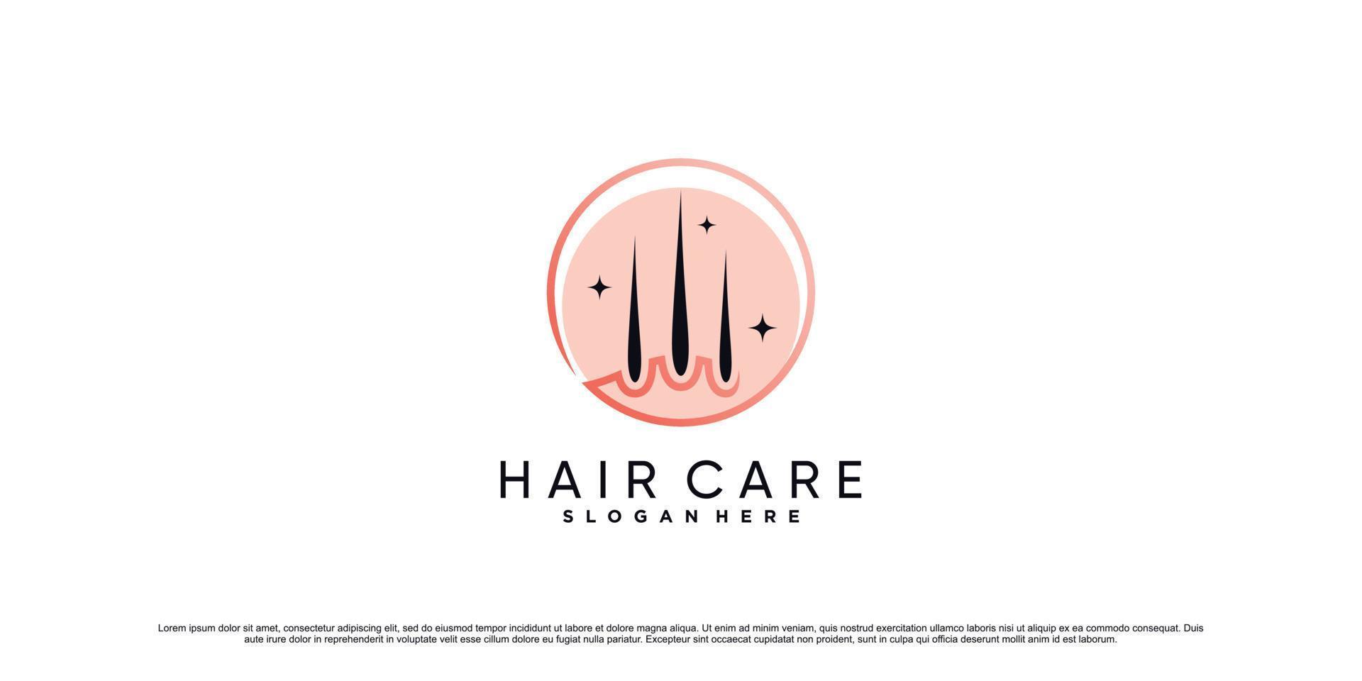 Hair care logo design illustration with line art style and creative element Premium Vector