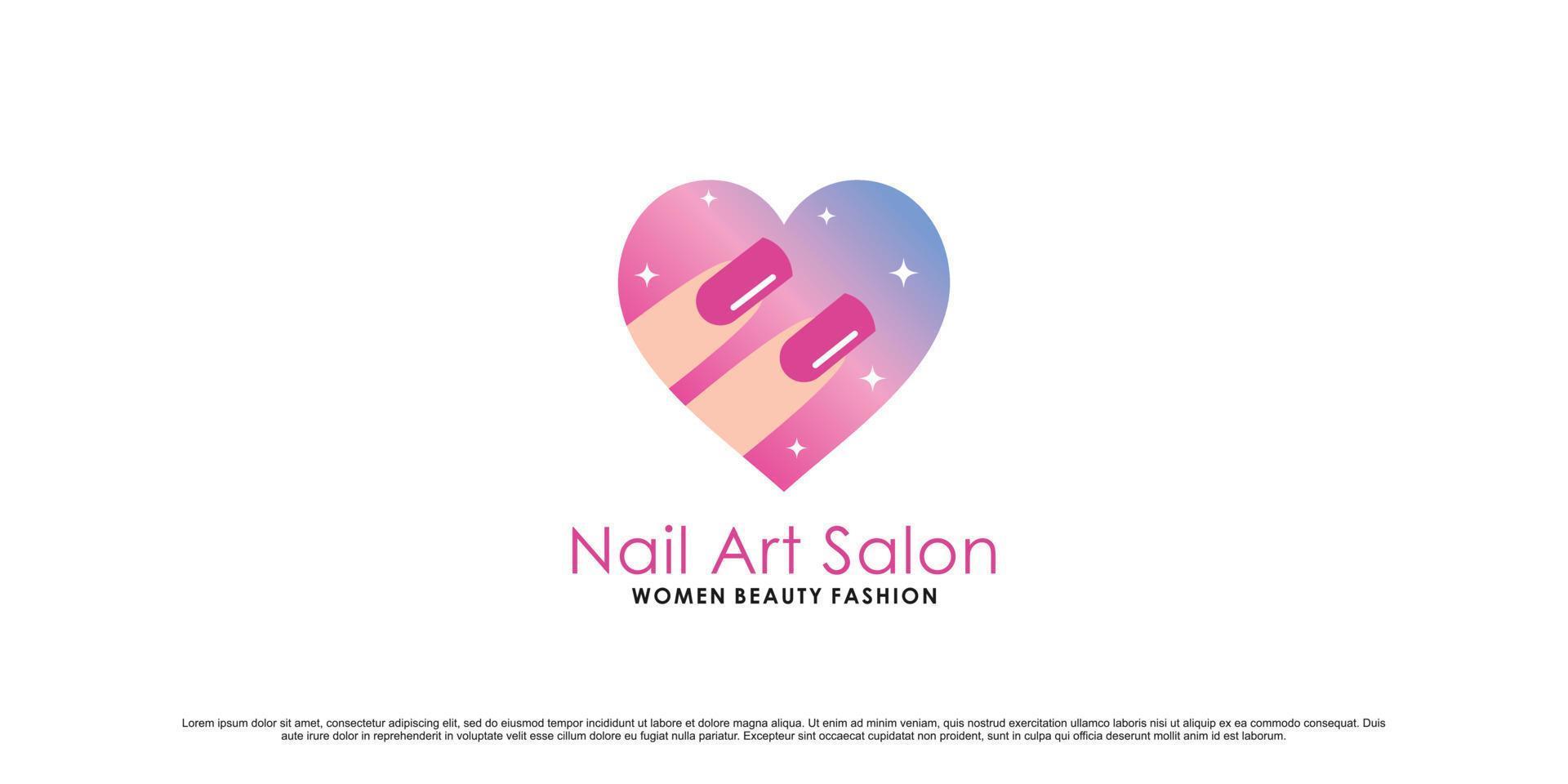 Nail polish logo design for nail beauty salon with creative element Premium Vector