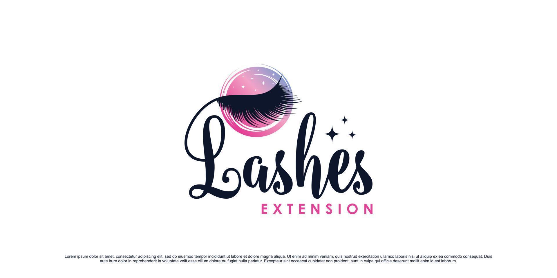 diseño de logotipo de extensión de pestañas para salón de belleza femenino con vector premium de concepto moderno