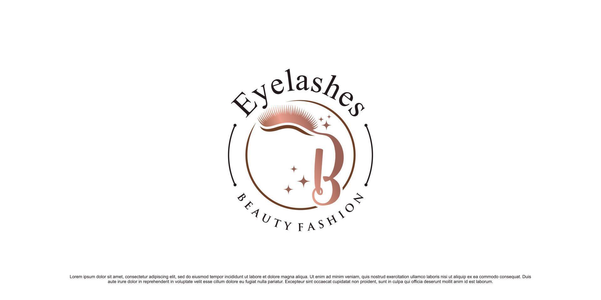 diseño de logotipo de icono de pestañas de belleza con letra inicial b y vector premium de elemento creativo