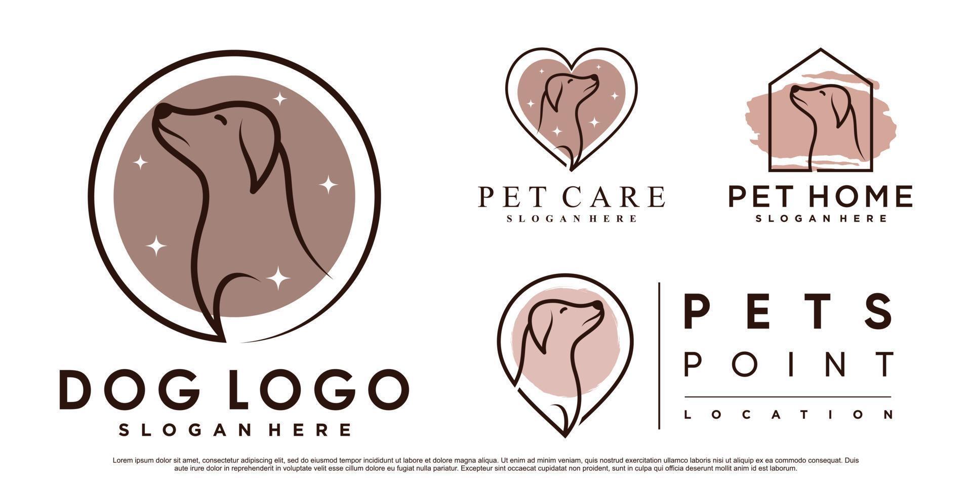 diseño de logotipo de conjunto de iconos de perro para tienda de mascotas, clínica y casa de mascotas con vector premium de elemento creativo