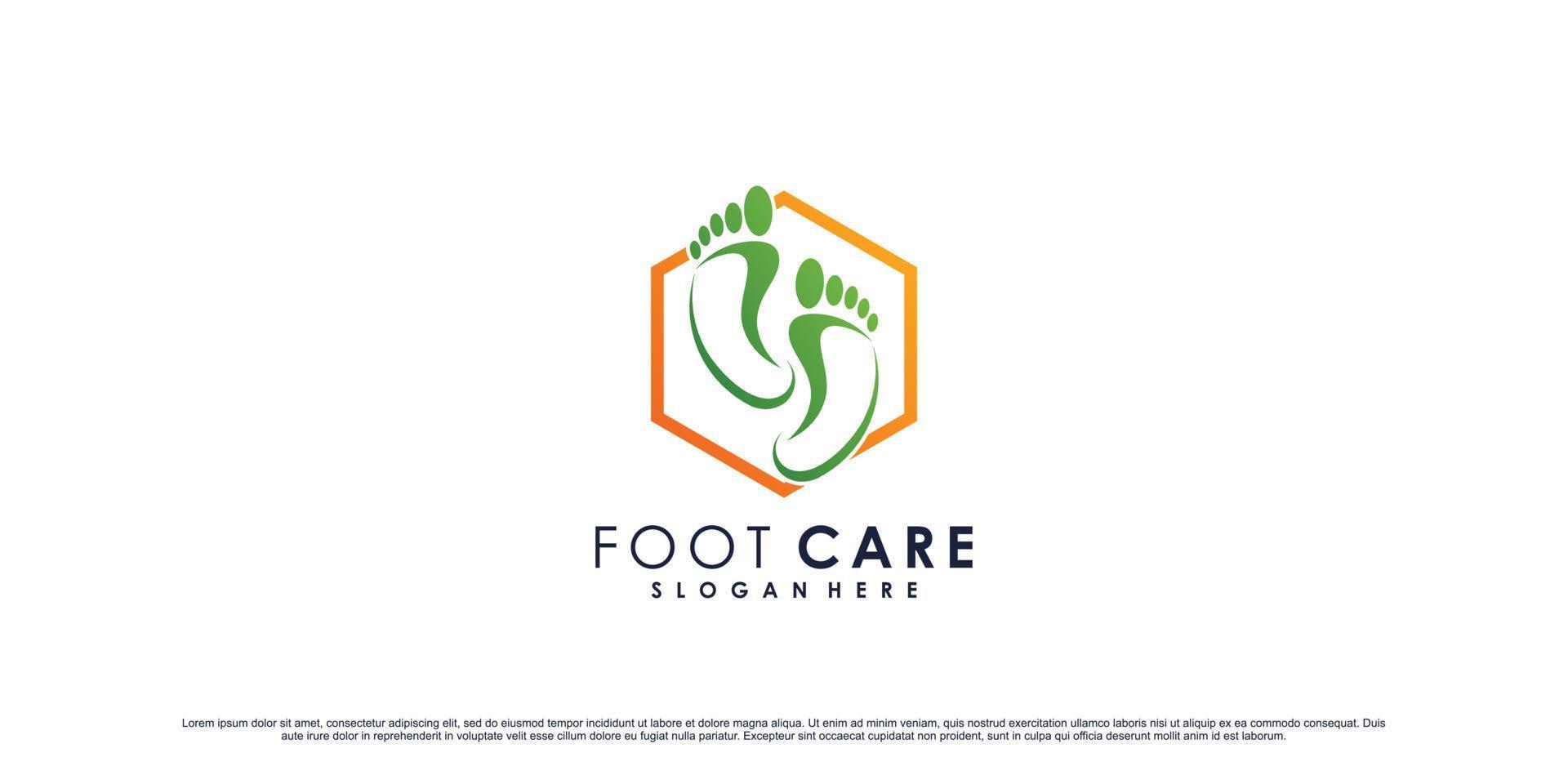 Foot care logo design template with creative element concept Premium Vector