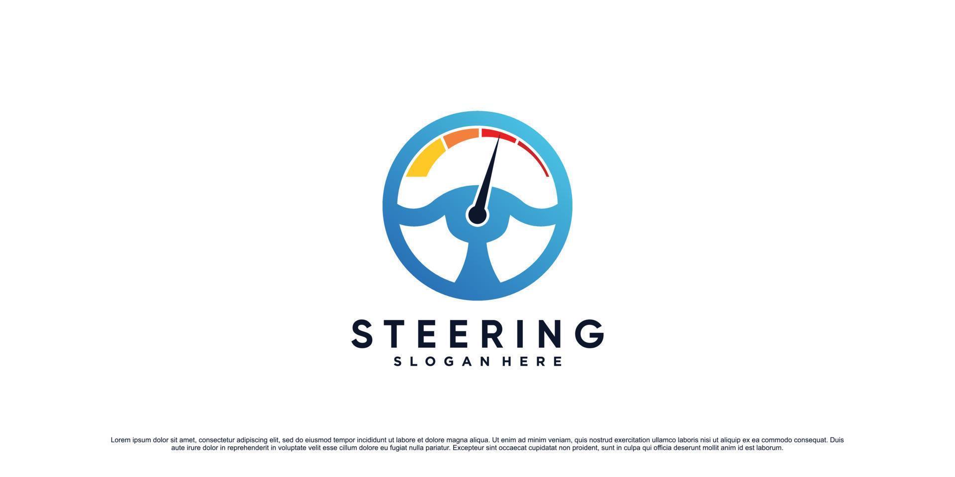 Car steering wheel and rpm icon logo vector illustration with creative concept Premium Vector