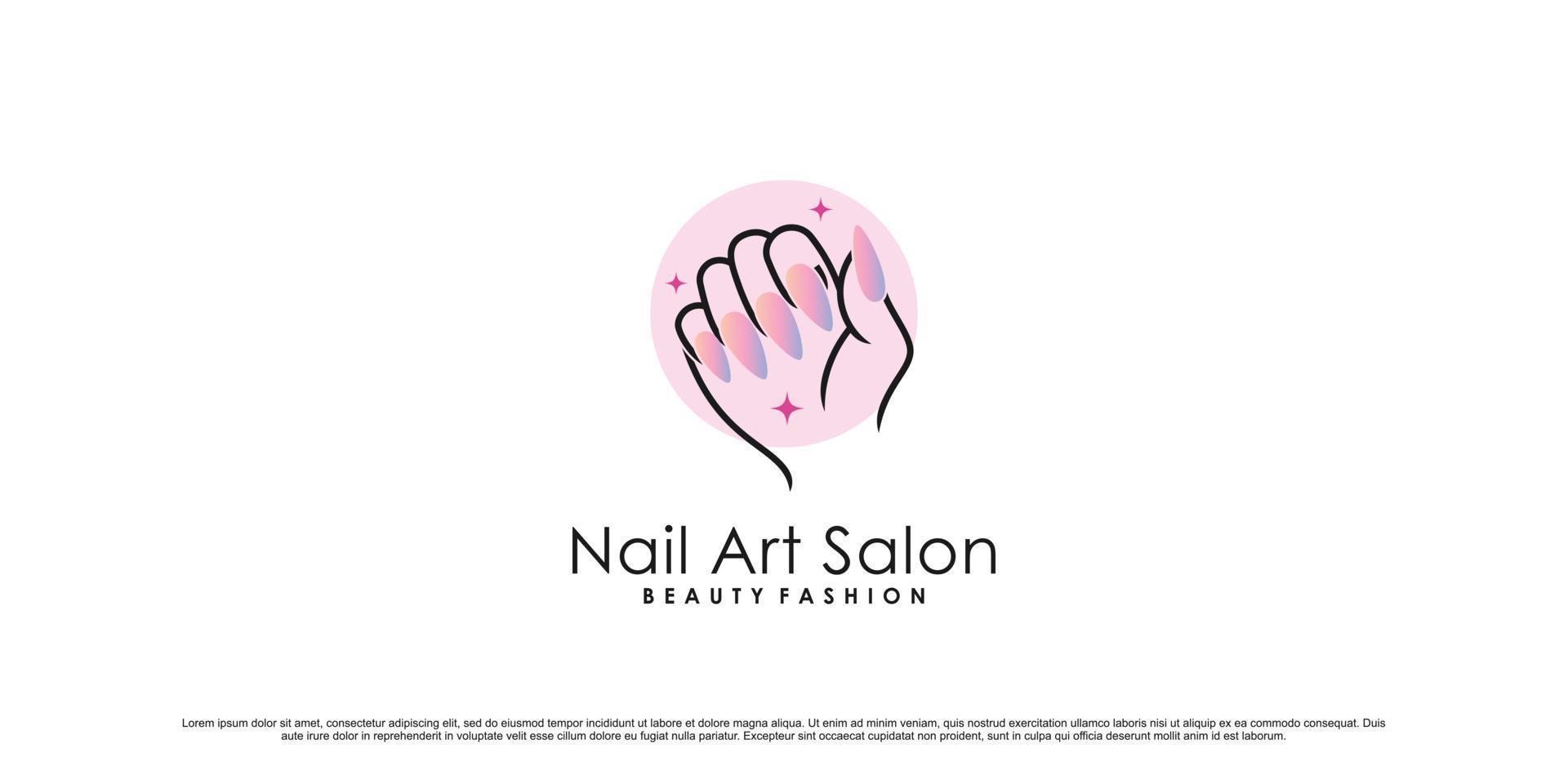 Nail polish logo design for nail beauty salon with creative element Premium Vector