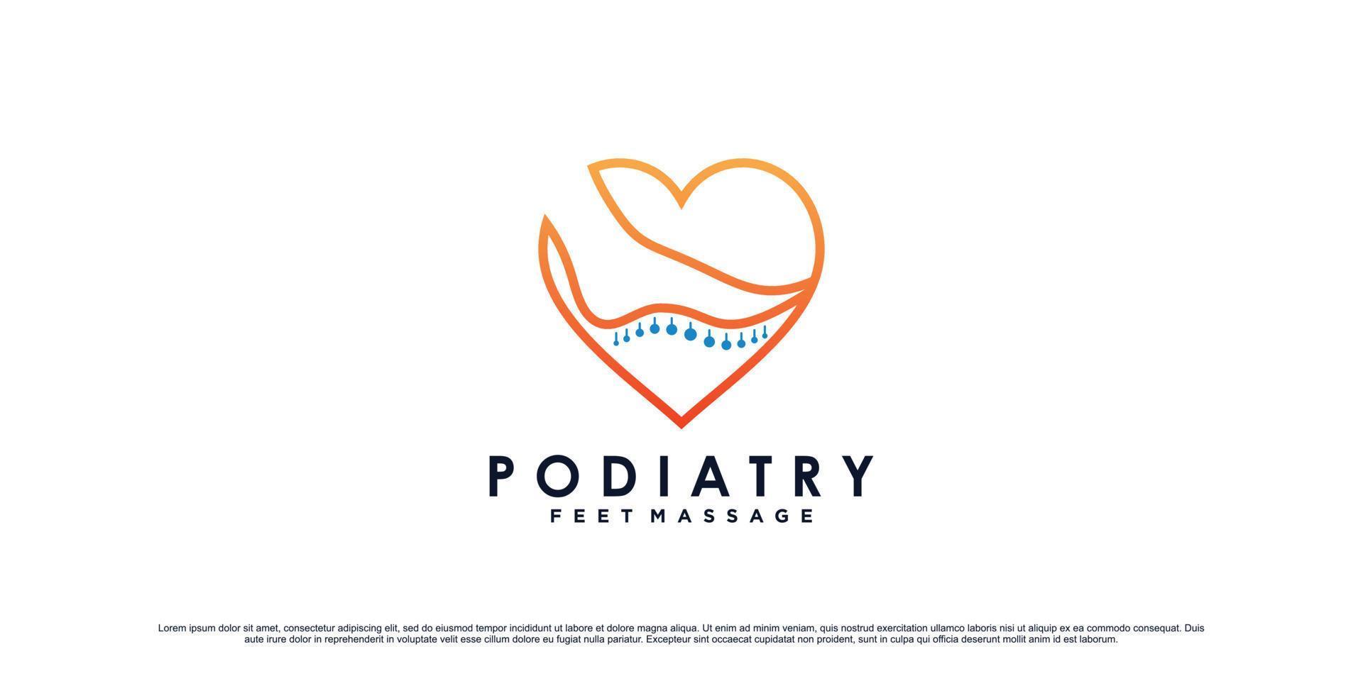 Feet massage logo design with ankle concept and love element Premium Vector