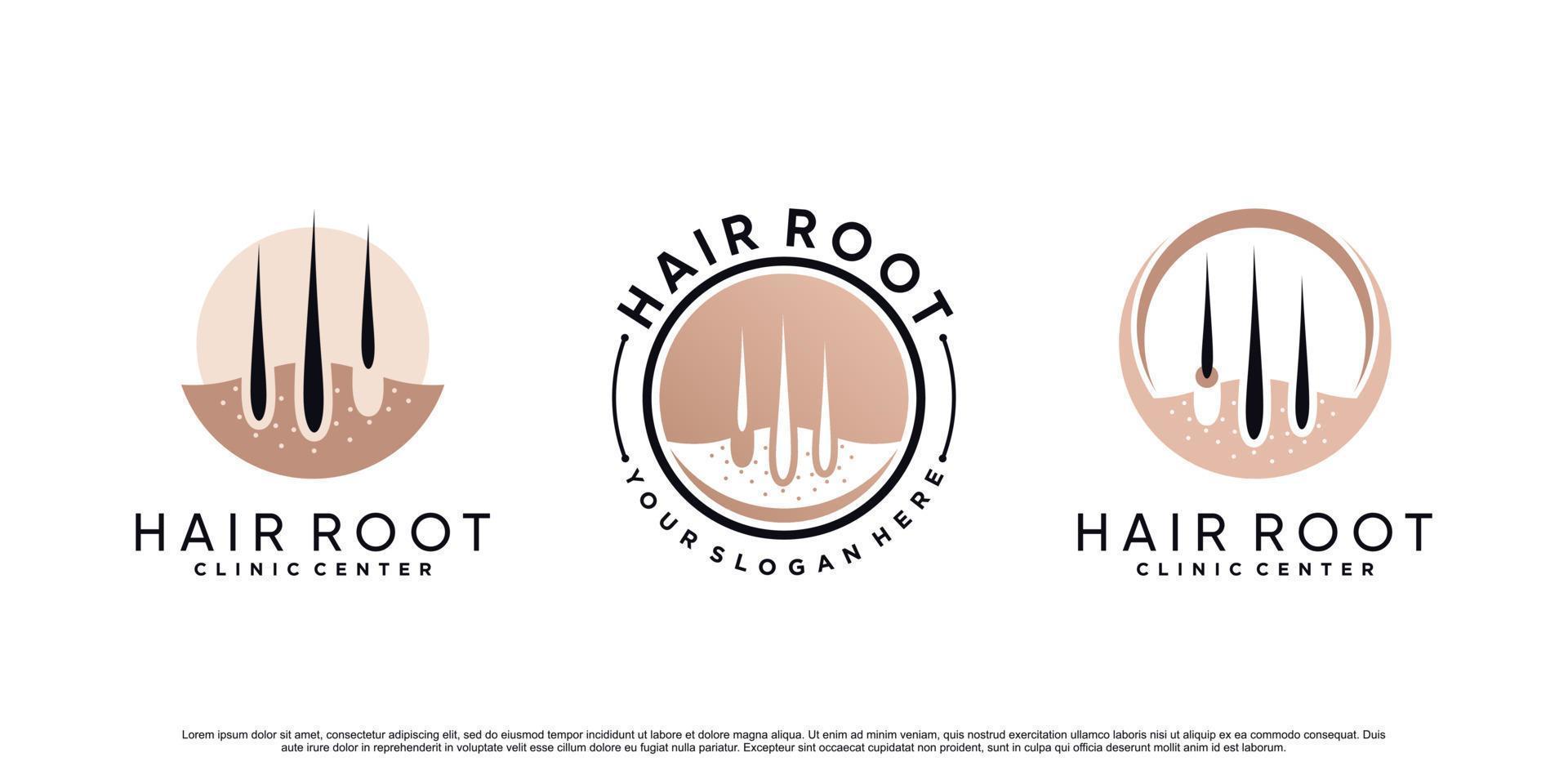 Hair root icon logo design vector illustration for hair clinic with creative element Premium Vector