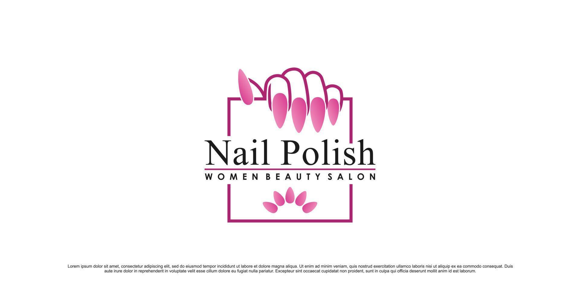 inspiración de diseño de logotipo de esmalte de uñas para mujeres salón de belleza con concepto de estilo moderno vector premium