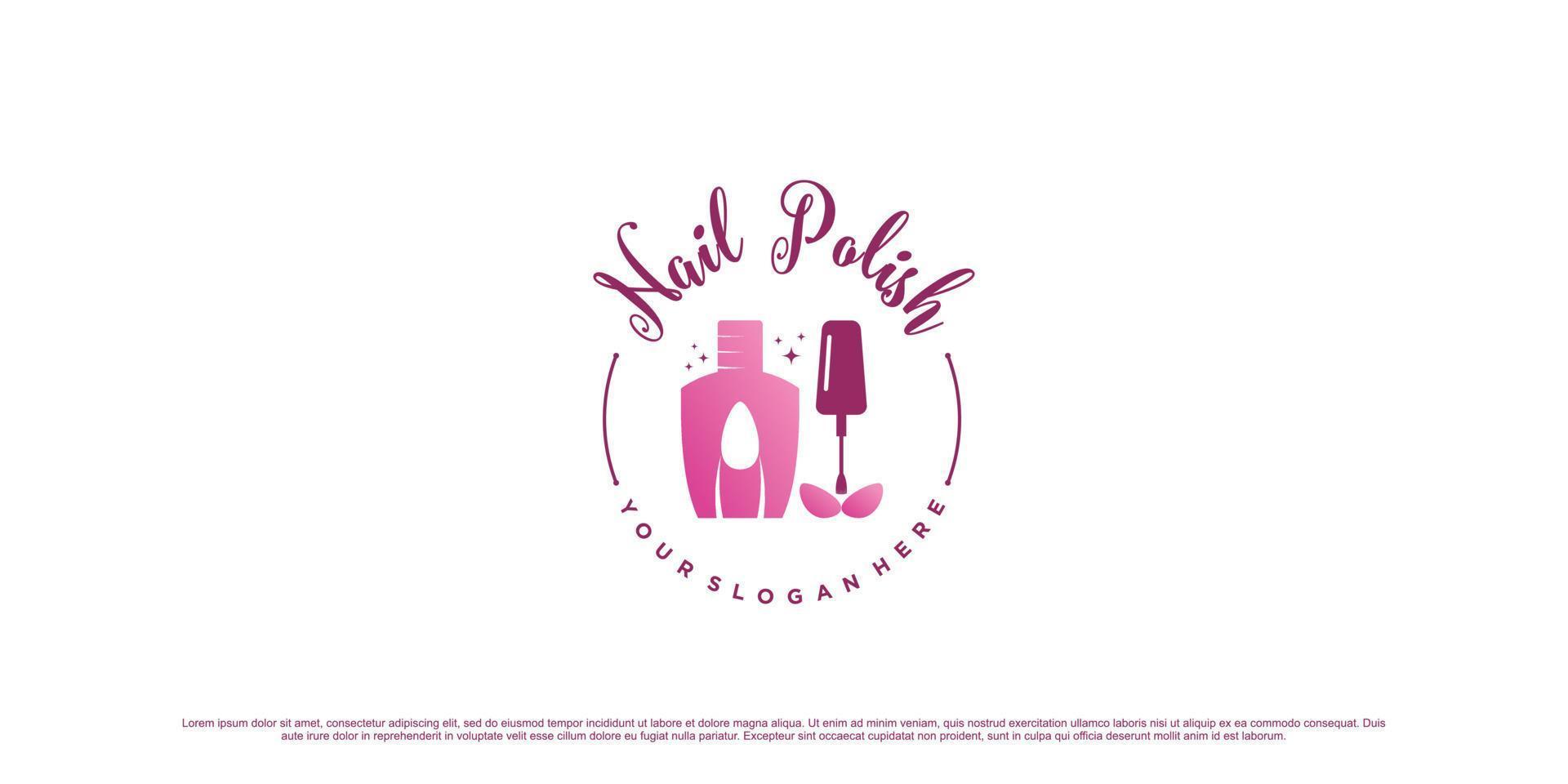 Nail polish logo design or nail art icon for beauty salon with creative concept Premium Vector