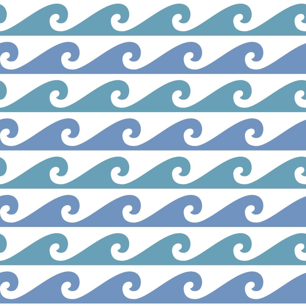 Blue and white seamless wave pattern, line wave ornament in maori tattoo style for fabric, textile, wallpaper. Japan style ornament vector