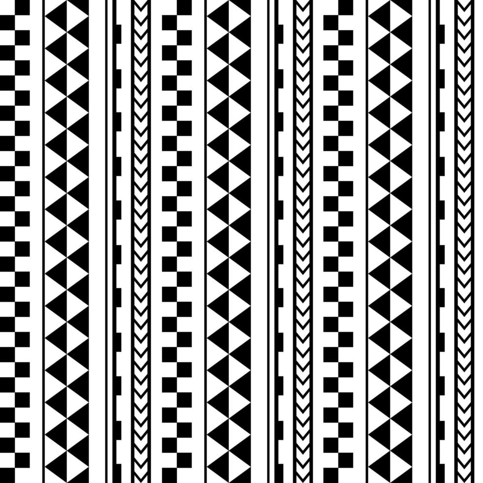 Vector ethnic seamless pattern in maori tattoo style. Geometric border with decorative ethnic elements. Horizontal pattern. Design for home decor, wrapping paper, fabric, carpet, textile, cover