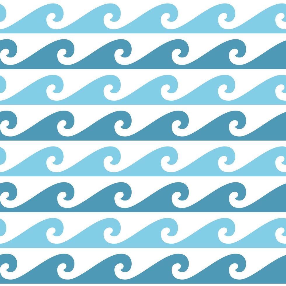 Blue and white seamless wave pattern, line wave ornament in maori tattoo style for fabric, textile, wallpaper. Japan style ornament vector