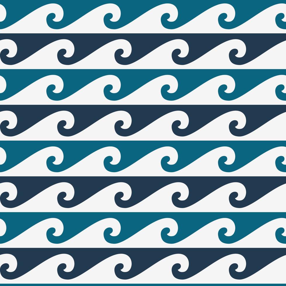 Blue and white seamless wave pattern, line wave ornament in maori tattoo style for fabric, textile, wallpaper. Japan style ornament vector