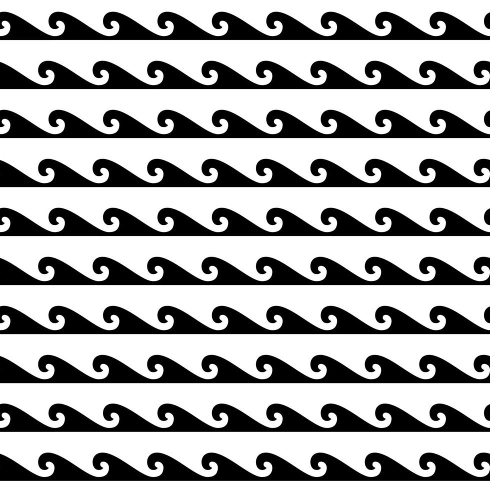 Black and white seamless wave pattern, line wave ornament in maori tattoo style for fabric, textile, wallpaper. Japan style ornament. vector