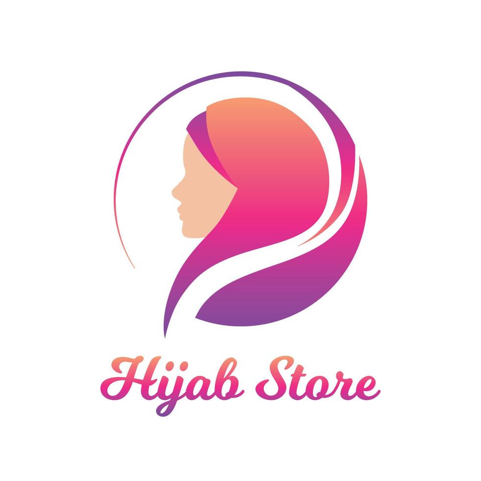 Muslim woman wearing hijab. Fashion logo design vector symbol. Scarf logo template for shop, store, print.