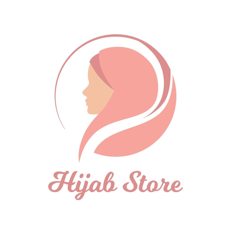 Muslim woman wearing hijab. Fashion logo design vector symbol. Scarf logo template for shop, store, print.