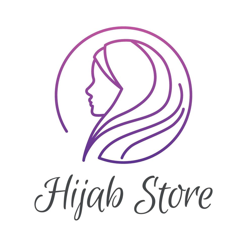 Muslim woman wearing hijab. Fashion logo design vector symbol. Scarf logo template for shop, store, print.