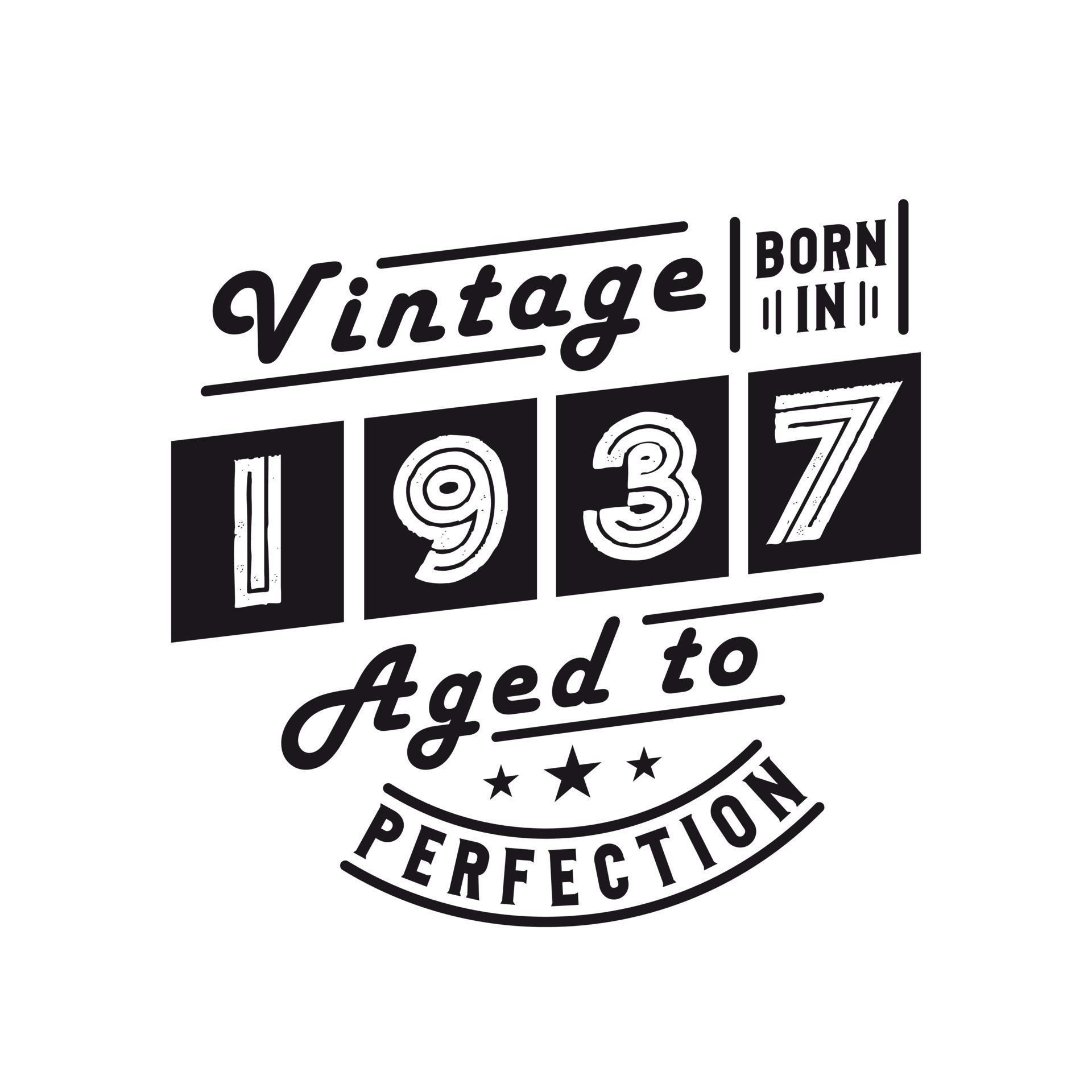 Born in 1937, Vintage 1937 Birthday Celebration 9731927 Vector Art at