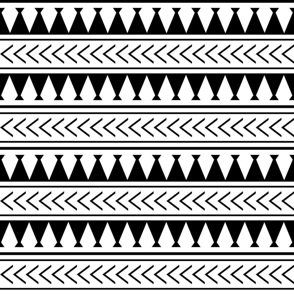 Vector ethnic seamless pattern in maori tattoo style. Geometric border with decorative ethnic elements. Horizontal pattern. Design for home decor, wrapping paper, fabric, carpet, textile, cover