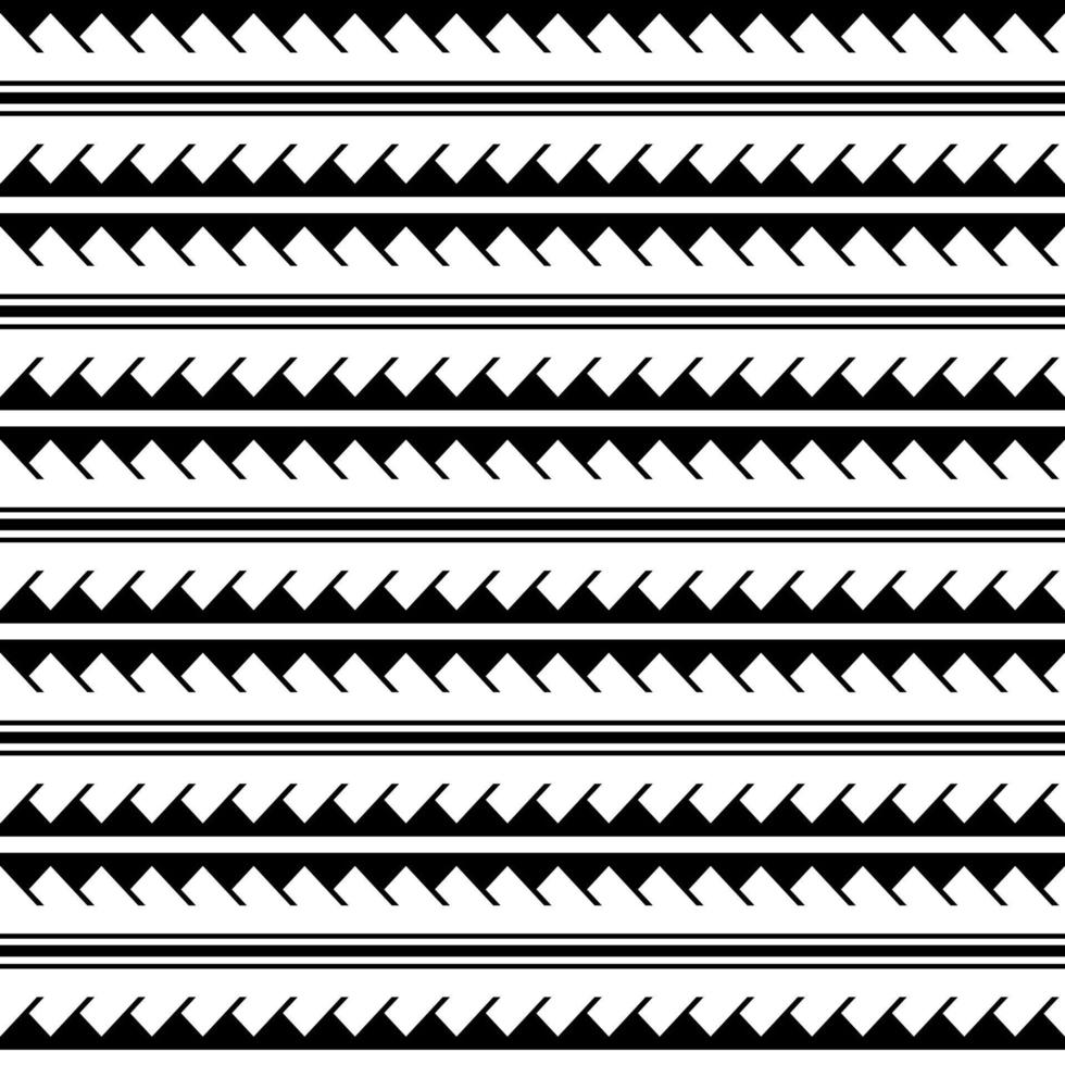 Vector ethnic seamless pattern in maori tattoo style. Geometric border with decorative ethnic elements. Horizontal pattern. Design for home decor, wrapping paper, fabric, carpet, textile, cover