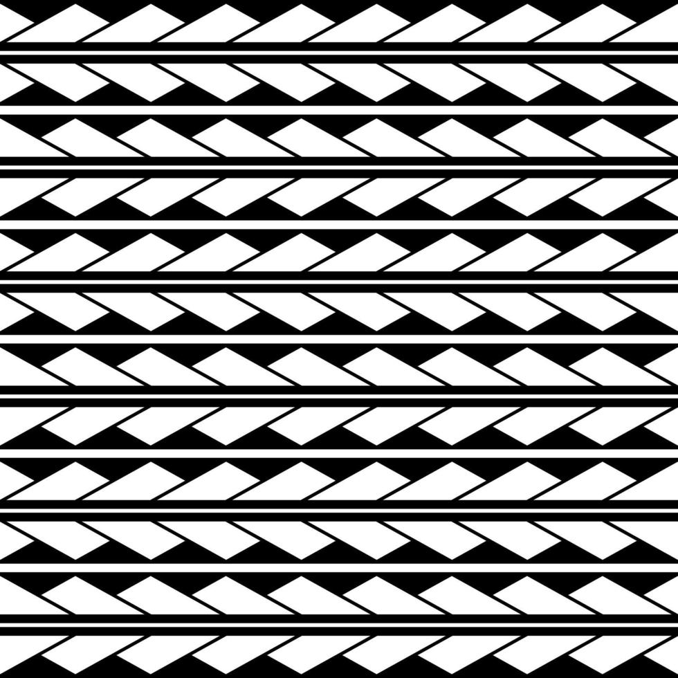 Vector ethnic seamless pattern in maori tattoo style. Geometric border with decorative ethnic elements. Horizontal pattern. Design for home decor, wrapping paper, fabric, carpet, textile, cover