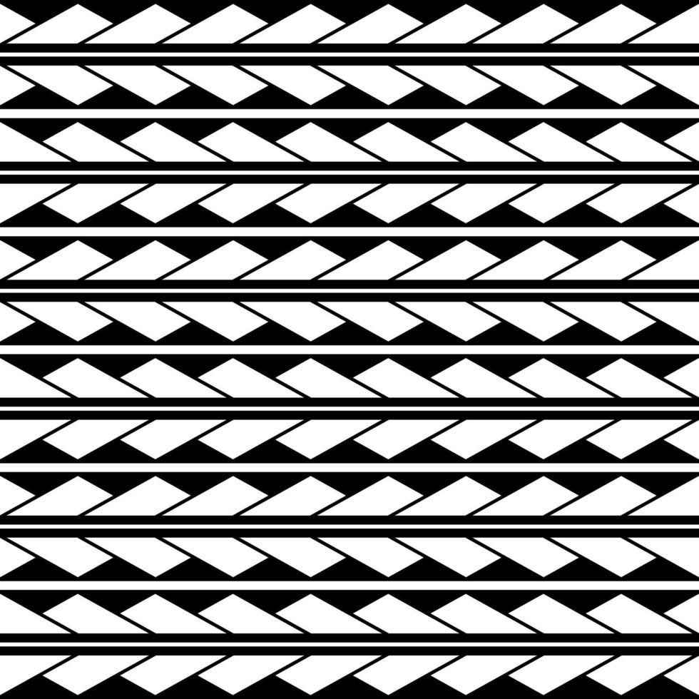 Vector ethnic seamless pattern in maori tattoo style. Geometric border with decorative ethnic elements. Horizontal pattern. Design for home decor, wrapping paper, fabric, carpet, textile, cover